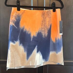 T Tahari Bold Orange and Blue Mini Skirt